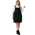 thumbnail image 3 of DARING DIVA Plus Size Suspender Skirt Strap Pinafore Corduroy Dress 2X Black, 3 of 6