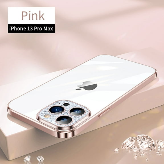 SaniMore for iPhone 13 Pro Max 6.7" 2021 Case, Plating Nano Shockproof Anti-fall Shell Lens All-inclusive [Camera Film] Anti-scratch Crystal-clear Thin Lightweight Cover for iPhone 13 Pro Max, Pink