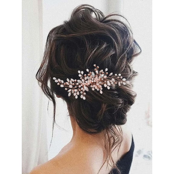Silver Bride Wedding Hair Comb Rhinestone Bridal Headpiece Crystal Hair Accessories Hair Piece Jewelry for Women and Girls (A-Silver)