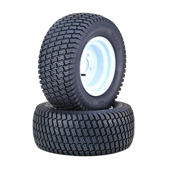 WANDA Lawn Mower Tractor Tire & wheel 20X8-10 4-Ply with 4 Lugs on 4" PCD White Wheel-13039,SET 2