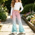 thumbnail image 5 of Trikvn Kids Flared Denim Pants Girls Stretch Bell Bottoms Casual Gradient Color Jeans Fashion Vintage Streetwear Trousers, 5 of 8