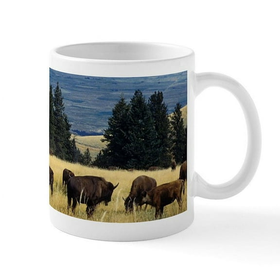 CafePress - National Parks Bison Herd Mugs - 11 oz Ceramic Mug - Novelty Coffee Tea Cup