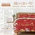 thumbnail image 6 of Red Christmas 4 Piece Duvet Cover Set Twin Size Xmas Snowman Gifts Balls Snowflake Golden Soft Bedding Set Comforter Cover, 1 Duvet Cover 1 Flat Sheets and 2 Pillowcases, 6 of 9
