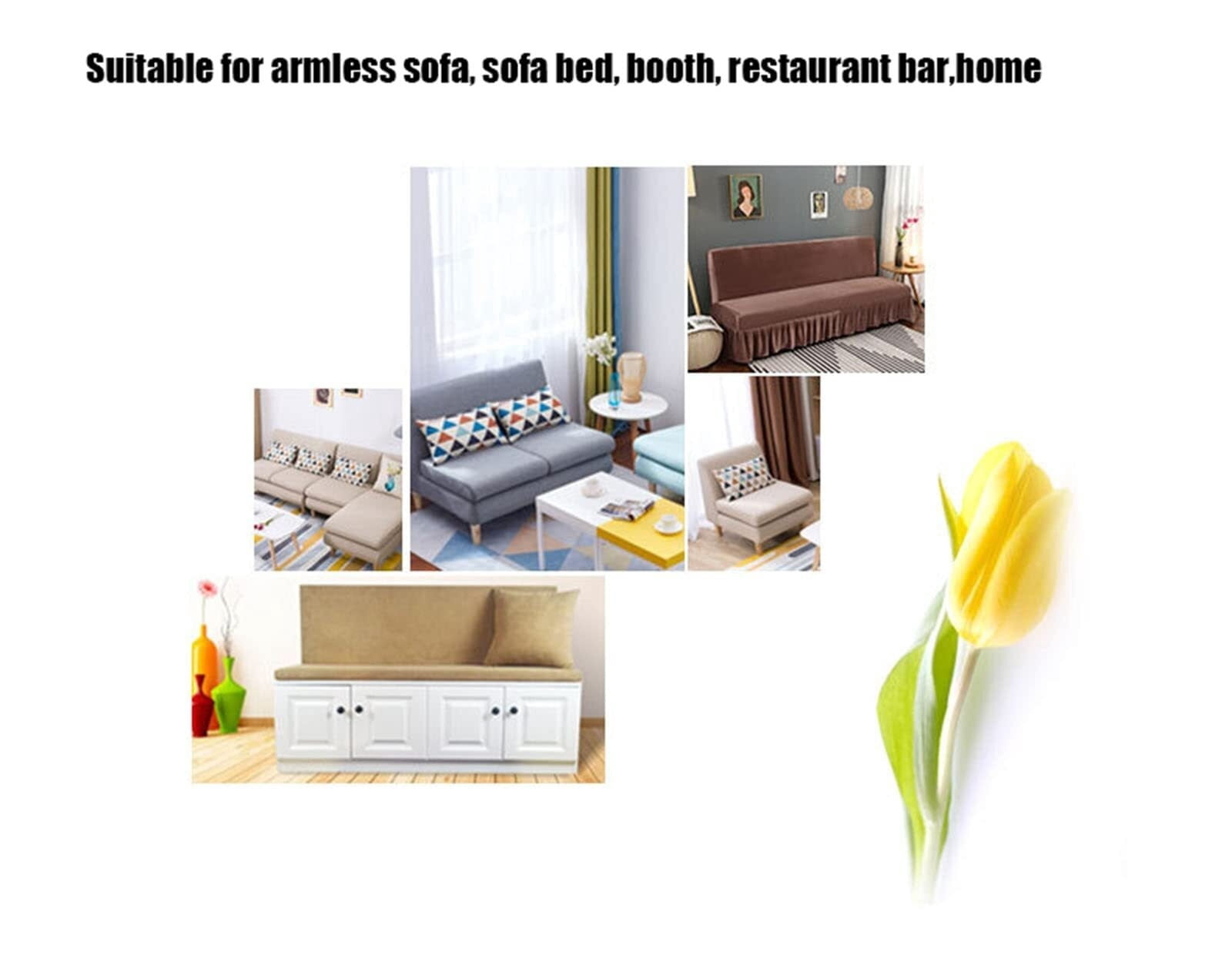 LKJYER Velvet Armless Futon Slipcover,Stretch Silver Fox futon Cover, Modern Solid Color Sofa Bed Cover for for Futon Folding Bed Sofa
