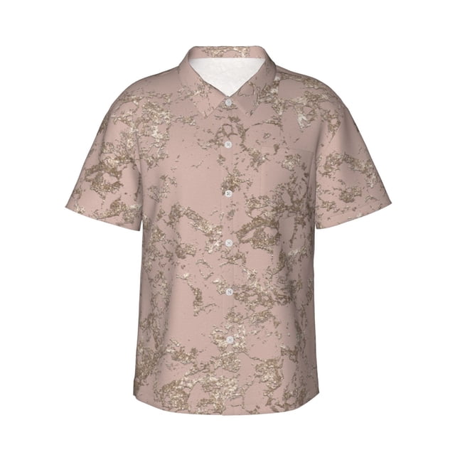 Balery Rose Gold Marble Texture Camisas hawaianas de manga corta para hombre, camisas playeras de corte holgado, camisas de vacaciones con botones,XX-Large
