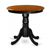 East West Furniture Eden Round Rubber Wood Dining Table in Black/Cherry