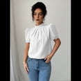 thumbnail image 4 of Camisa de Verano para Mujer, de Corta, con Volantes, Cuello Alto, Floral, , 2025, Blusas Informales, Tops S, 4 of 8