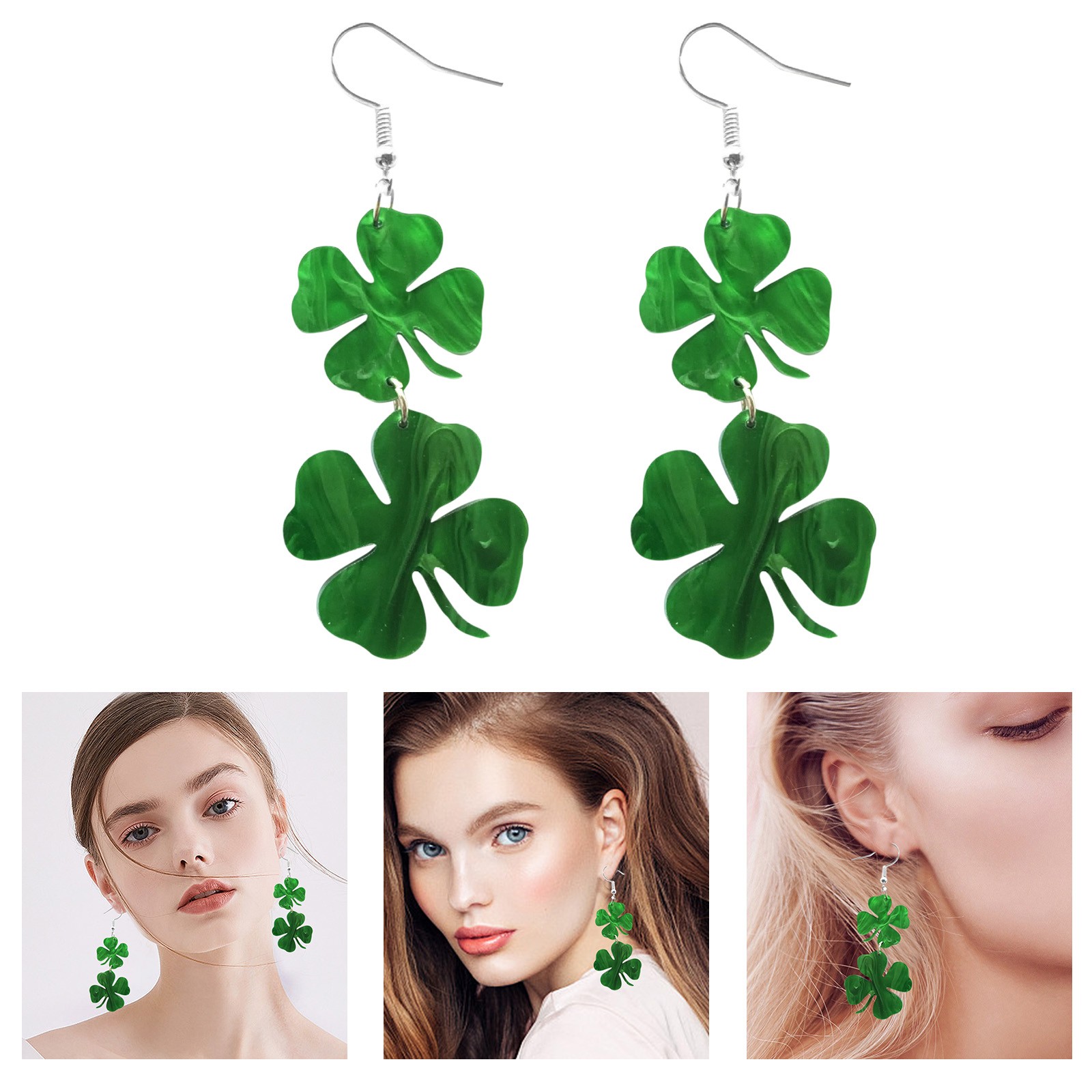 St. Patricks Day Green Jewelry Cute Earrings Cute Cartoon Pendant Earrings  Green Leaf Earrings St. Patricks Day Earrings for Women 