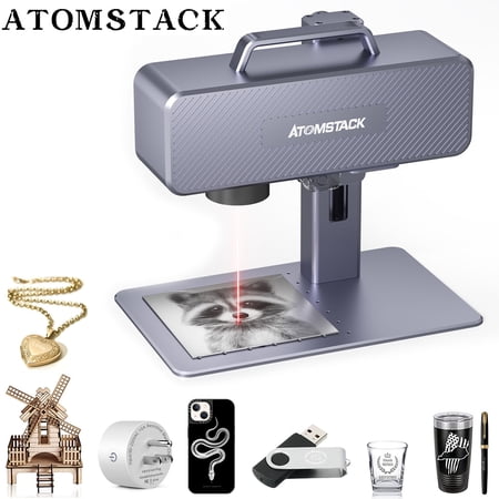 ATOMSTACK M4 La-ser Engraver, 2-in-1 Desktop Handheld Fiber La-ser Making Machine, Double Red Light Positioning High-Speed Engraving Machine for Metal Wood Leather