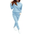 thumbnail image 4 of BLOCLOALO 2 Piece Lounge Set Long Sleeve Pullover Sweatshirts Fashionable Casual Solid Sweatshirt Pants Suit Pullover Crewneck Sweaters Sweatpants and Sweatshirt Set Soft Lounge Sets Light Blue L, 4 of 9