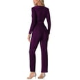 thumbnail image 3 of INSPIRE CHIC Sequin Jumpsuits for Women Deep Long Sleeve V Neck Belt Party Clubwear Sparkly Jumpsuit XS Dark Purple, 3 of 6