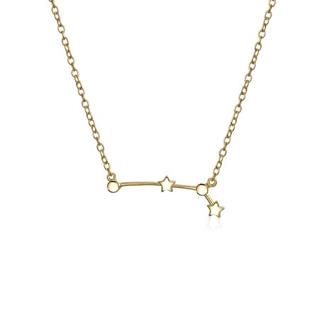 - Celestial Horoscope Astrology Zodiac Constellation Stars Necklace For Women For Teen 14KT Gold Plated Sterling Silver