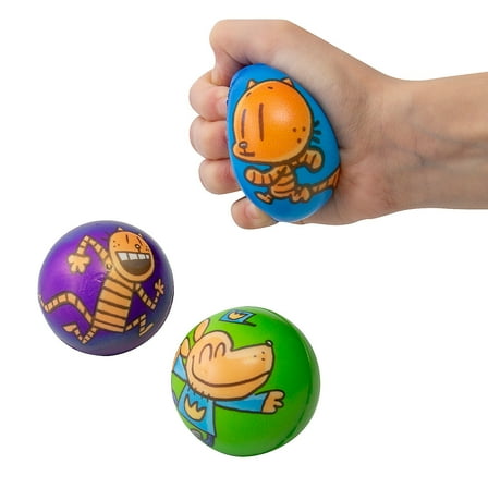 2 1/4" diam. Dog Man Character Foam Stress Balls - 12 Pieces