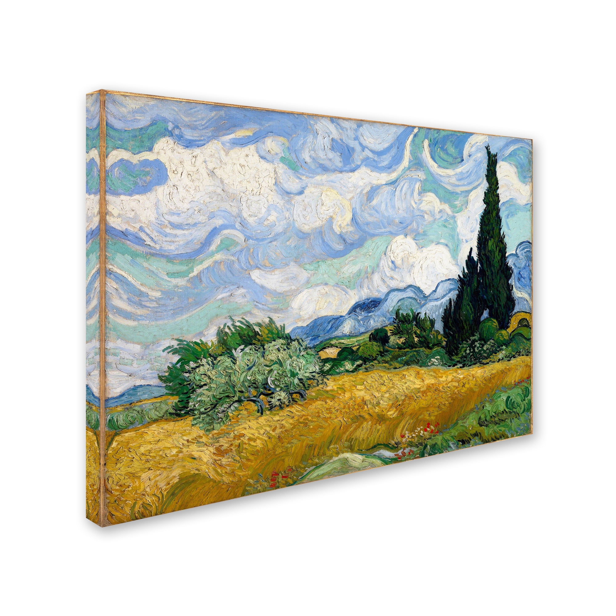 Trademark Fine Art 'Yellow Wheat and Cypresses' Canvas Art by Vincent van Gogh