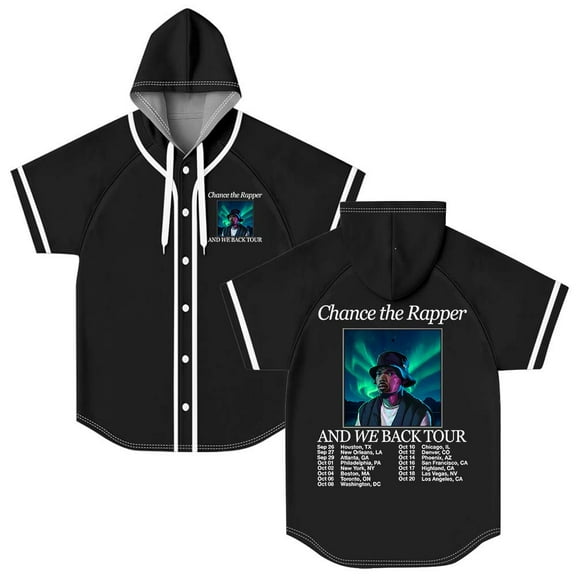 Chance The Rapper And We Back Tour Hooded Baseball Jersey Short Sleeve Shirt Women Men Crewneck Tee