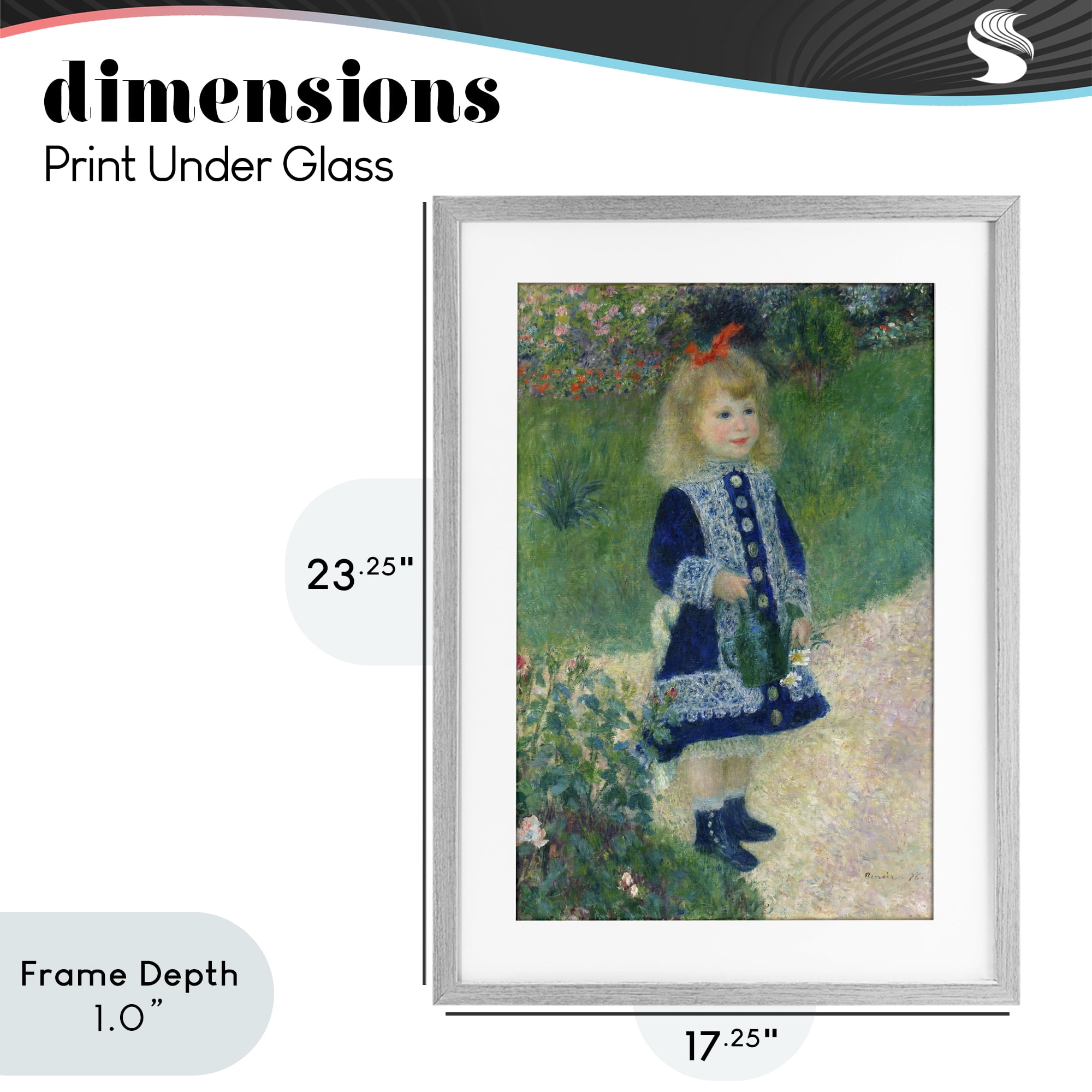 Stupell Industries Girl With Watering Can Gray Framed Print Under Glass, design by Tina LeCour