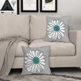 thumbnail image 3 of Teal White Daisy Pillow Covers 20x20 Set of 2 Spring Summer Gray Grey Colored Decorative Throw Pillows Outdoor Modern Art Flower Pillowcase Square Linen Cushion Case for Home Sofa Couch Bed, 3 of 6