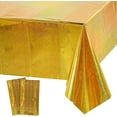 thumbnail image 1 of SINGOMON 2PCS Gold Table Cloth Glitter Gold Tablecloth Glitter Laser Disposable Tablecloth Waterproof Tablecloth 54x108 inches Plastic Table Cloth Picnic Table Covers for Gold Birthday Decorations, 1 of 6