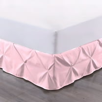 AUQ Luxury Pinch Pleated Bed Skirt 100% Egyptian Cotton 800 Thread Count 1-Piece Pintuck Bed Skirt 15" Inch Drop Length - Full Size (54" X 75") Inch, Blush Solid