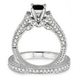 thumbnail image 2 of 2 Carat Black Diamond Antique Bridal Set Engagement Ring on 10k White Gold, 2 of 2