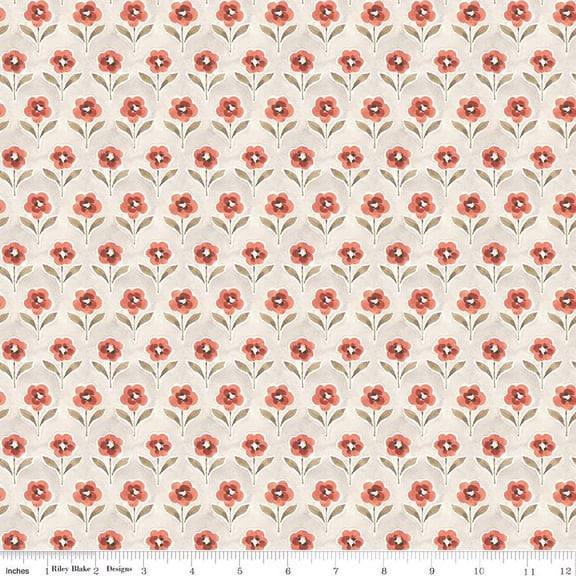 Countryside Blossom Sand Cotton Fabric