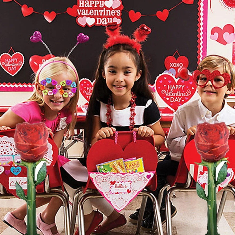 Red Rose Balloons 5pcs Large Valentine's Day Balloons Rose Flower Shape Foil Balloons Mother's Day Decorations Balloons