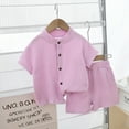 thumbnail image 2 of Huanglei Baby Boy Clothes Set Toddler Summer Outfit Cottonblend Short Sleeve T Shirt Top Pocket Button Down Shirt Short Set, 2 of 4