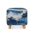 thumbnail image 2 of SCRAWLGOD Marble Print White Blue Ottoman Cover, Stretch Square Velvet Ottoman Slipcovers Foot Stool Cover for Living Room, Folding Storage Furniture Protector, 2 of 7