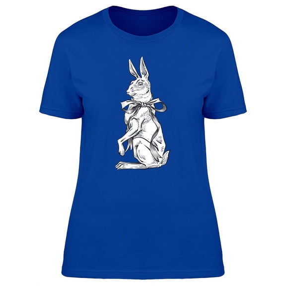 White Bunny With Ribbon T-Shirt Women -Image by Shutterstock, Female Small