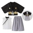 thumbnail image 3 of WOYY Boys Kimono Traditional Outfits Kimono Shirt Vest Pants 3Pcs Set, Sizes 4-5, 3 of 4