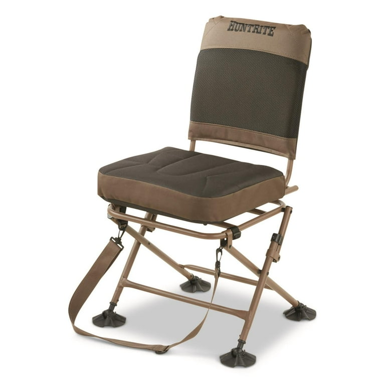Huntrite Silent Swivel Hunting Chair, 360Â° Rotation, Padded Brown