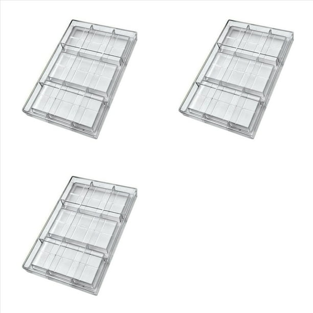 3X Molde de Barra de Chocolate de Policarbonato para Hacer Dulces, Hornear y Bocadillos Dulces, Aparato Duradero para Panadería Profesional.