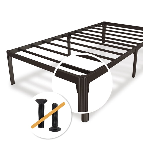 Mavesmog 14 Inch Metal Platform Twin Bed Frame Mattress Classic Iron Bed Frame Screw Free Installation