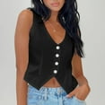 thumbnail image 1 of V Neck Basic Waistcoat Casual Style Women Simple Office Work Suit (Black S), 1 of 6