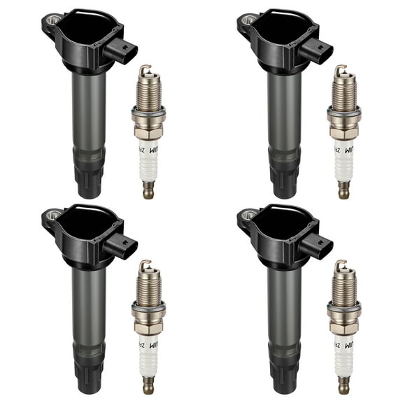 BDFHYK Ignition Coil Pack and Iridium Spark Plugs Compatible with Chrysler 200 Sebring Dodge Avenger Caliber Journey Jeep Compass UF557 BY481ZFR5F, Sets of 4
