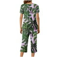 thumbnail image 5 of CLOISE Loungewear for Women Set 2 Piece Casual Short Sleeve Sleepwear Blouses and Cozy Capri Pants PJ Set Comfy Button Plisse Graphic Fashion Night Clothes, 5 of 6