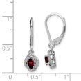 thumbnail image 2 of 925 Sterling Silver Diamond Garnet Earrings Drop Dangle Birthstone January, 2 of 6