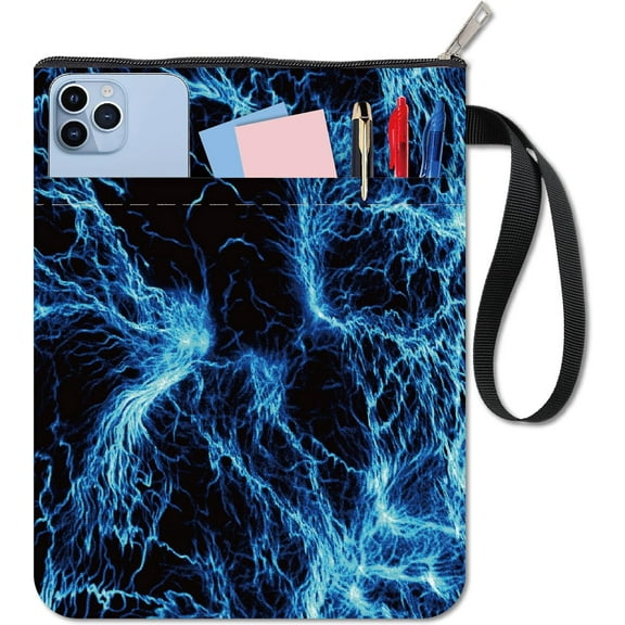 Thunder Lightning Book Sleeve Protector with Zipper Waterproof Canvas Pouch Double-Sided Covers for Book Lovers Hardcover Notebook Bible Journal Textbooks Paperbacks Student 11 x 8.66 Inch
