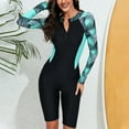 thumbnail image 4 of Samickarr Front Zipper Swimsuits For Women Long Sleeve One Piece Full Coverage Diving Suit Sun Protection Printed Patchwork Surfing Bathing Suit, 4 of 6