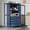 Blue, variant on Euroco Extra Large Solid Pine Wood Kitchen Pantry Cabinet with Glass Doors, 4 Drawers & Adjustable Shelf, Freestanding Storage Cabinet – 44.7"W