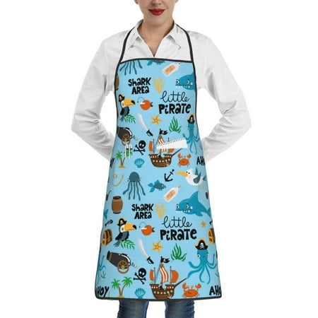 

Lukts Animal Pirate Pattern Kitchen Apron Waterdrop Resistant Apron with adjustable Aprons for Women and Men with Pockets Cooking Apron