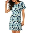 thumbnail image 2 of Xecao Penguins Whales for Women's Loose Nightgown Sleepwear Short Sleeves Shirt Casual Print Sleepdress, 2 of 6