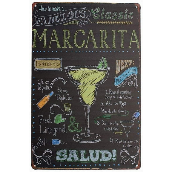 New Tin Sign Margarita Aluminum Metal Sign for Wall Decor 8x12 INCH