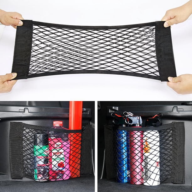 Bolsa de almacenamiento de bolsillo, red de cuerda elástica de 2 capas, accesorios universales para Interior de coche