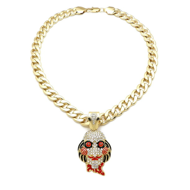Wg Jewelry Hip Hop Fashion Iced Out 6ix9ine Jigsaw Pendant W 18 11mm Gold Tone Cuban Chain Walmart Com Walmart Com