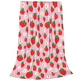 thumbnail image 2 of Fotbe Hand Drawn Strawberry Manta de Franela Acolchonada con Estampado, Súper Suave y Esponjosa, Extra Grande para Sofá, Cama, Uso Todo el Año-50"x40", 2 of 7