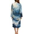thumbnail image 2 of Yuyamidu Blue Mable Print Womens Robes Lightweight Zipper Front Loungewear Soft Long Sleeve Robe for Women After Shower Ladies Mid-Calf Length Bathrobe Sleepwear Size 2XL, 2 of 7