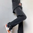 thumbnail image 4 of Pantalones con cremallera para hombre, estilo punk, vaqueros acampanados con corte acampanado para hombre, con aberturas, algodón apilado, tendencia Kpop 2024, moda Xs Harajuku, 4 of 5
