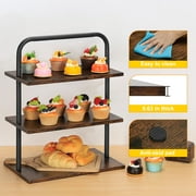 3-Tier Cupcake Stand for 50+ Cupcakes, Large Wood & Metal Dessert Display Tower with Handle, Farmhouse Party Serving Tray for Wedding, Birthday, Vendor Table