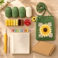 thumbnail image 4 of Beginner Crafts Diy Crochet Kit Sunflower Granny Square Drawstring Crossbody Handmade Bag Gift Craft Supplies, 4 of 9